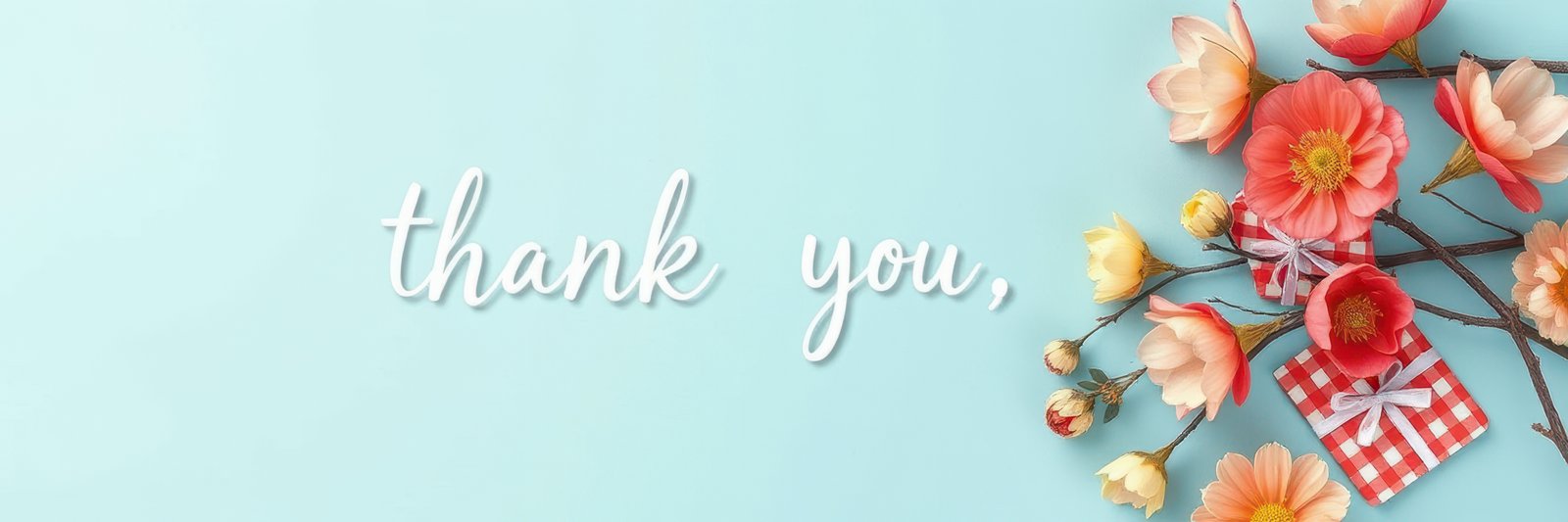 Creative thank you card design featuring bright flowers and pastel background for special occasions